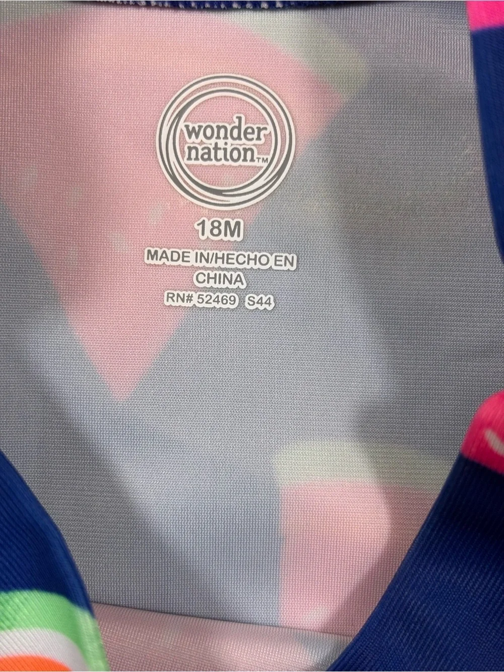 Wonder Nation Navy Long-Sleeve Swim Rashguard with Pink Watermelon Print